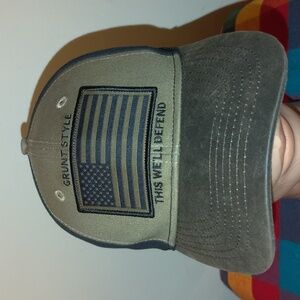 Grunt Style Veteran Flag Stitched Logo Flag Snapback Hat - Brown